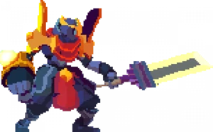 A large boss character holding a lance.