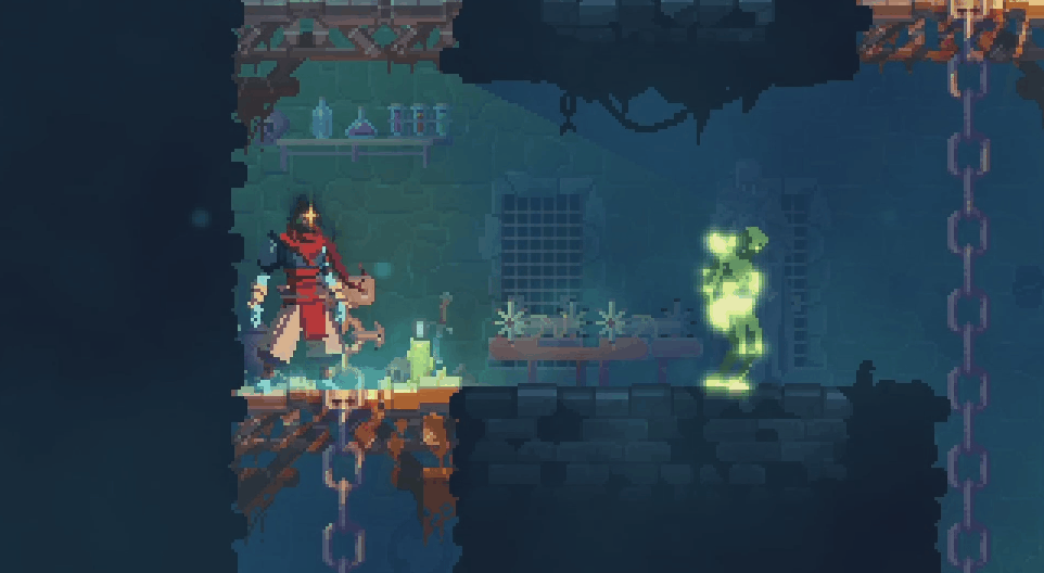 Character using a crossbow that explodes an enemy in front of them