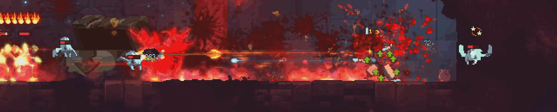 Character throwing a javelin damaging enemies in its path