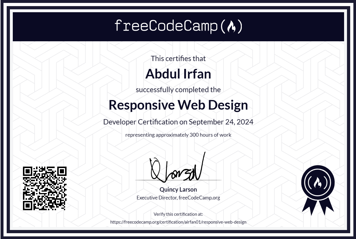freeCodeCamp Responsive Web Design Certificate