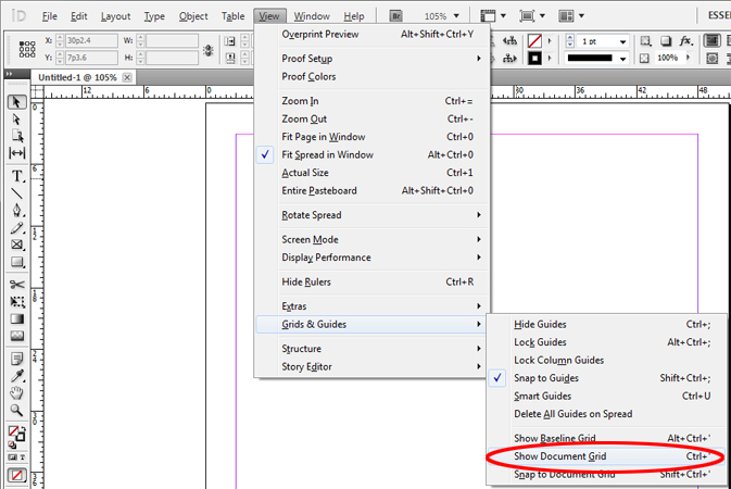 Show Grid in InDesign