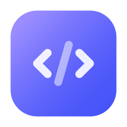 html open and close brackets in a purple icon