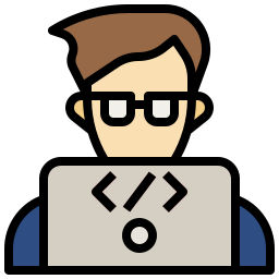 man behind his computer