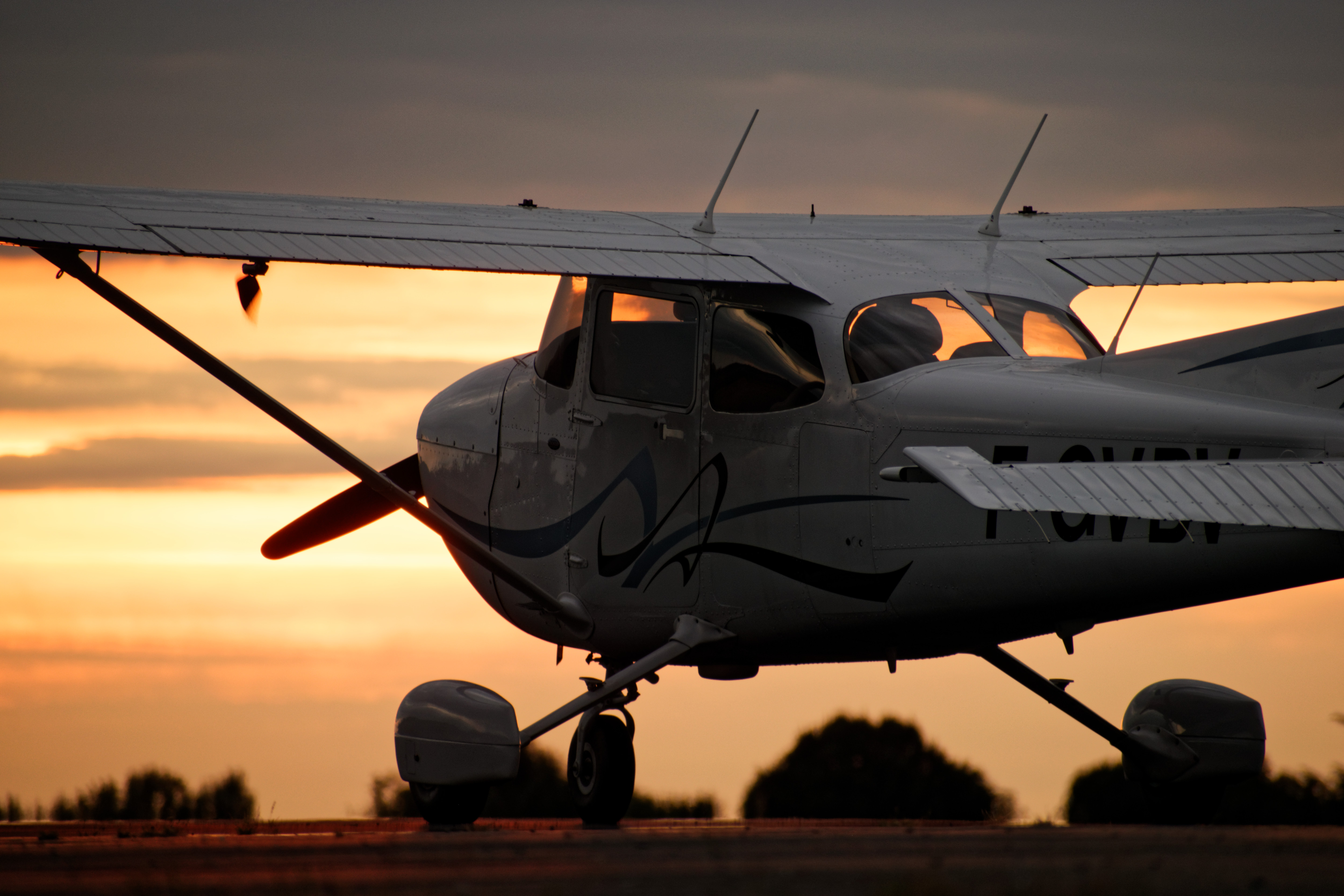 Cessna in the sunset