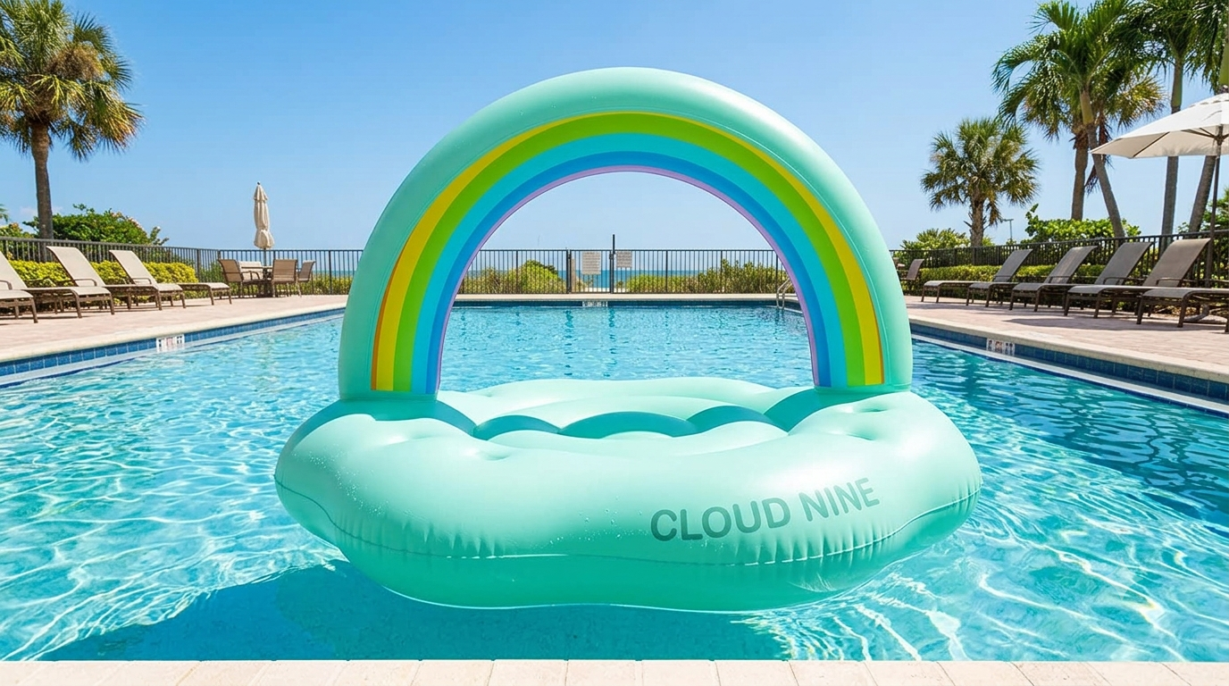 Cloud Nine inflatable pool float in seafoam green