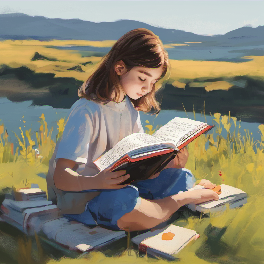 a girl reading a book