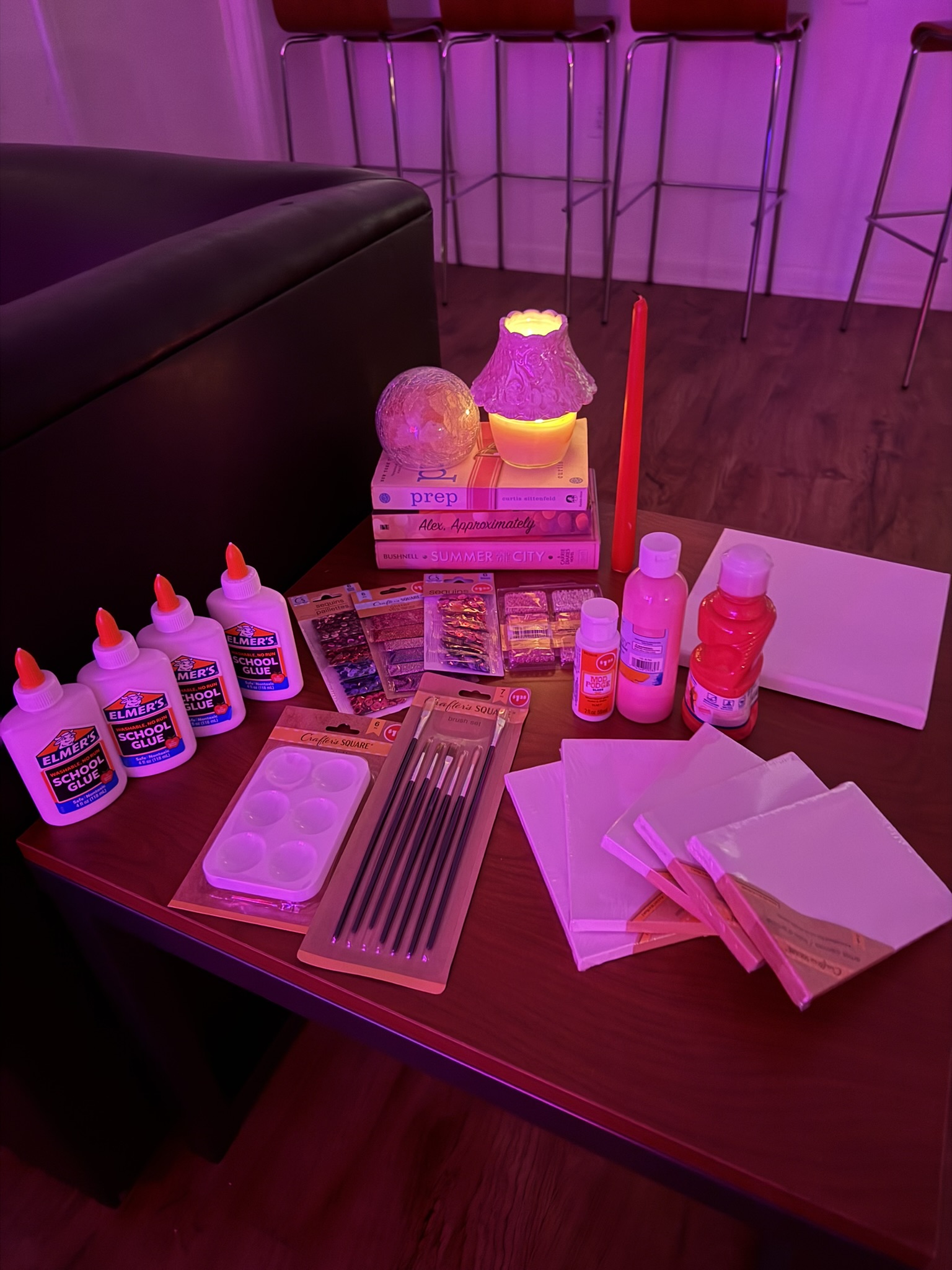 A colorful assortment of arts and crafts supplies on a table