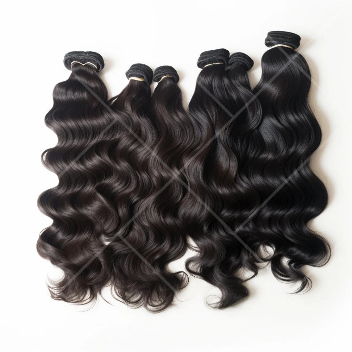 Curly texture hair bundles in deep black shade.