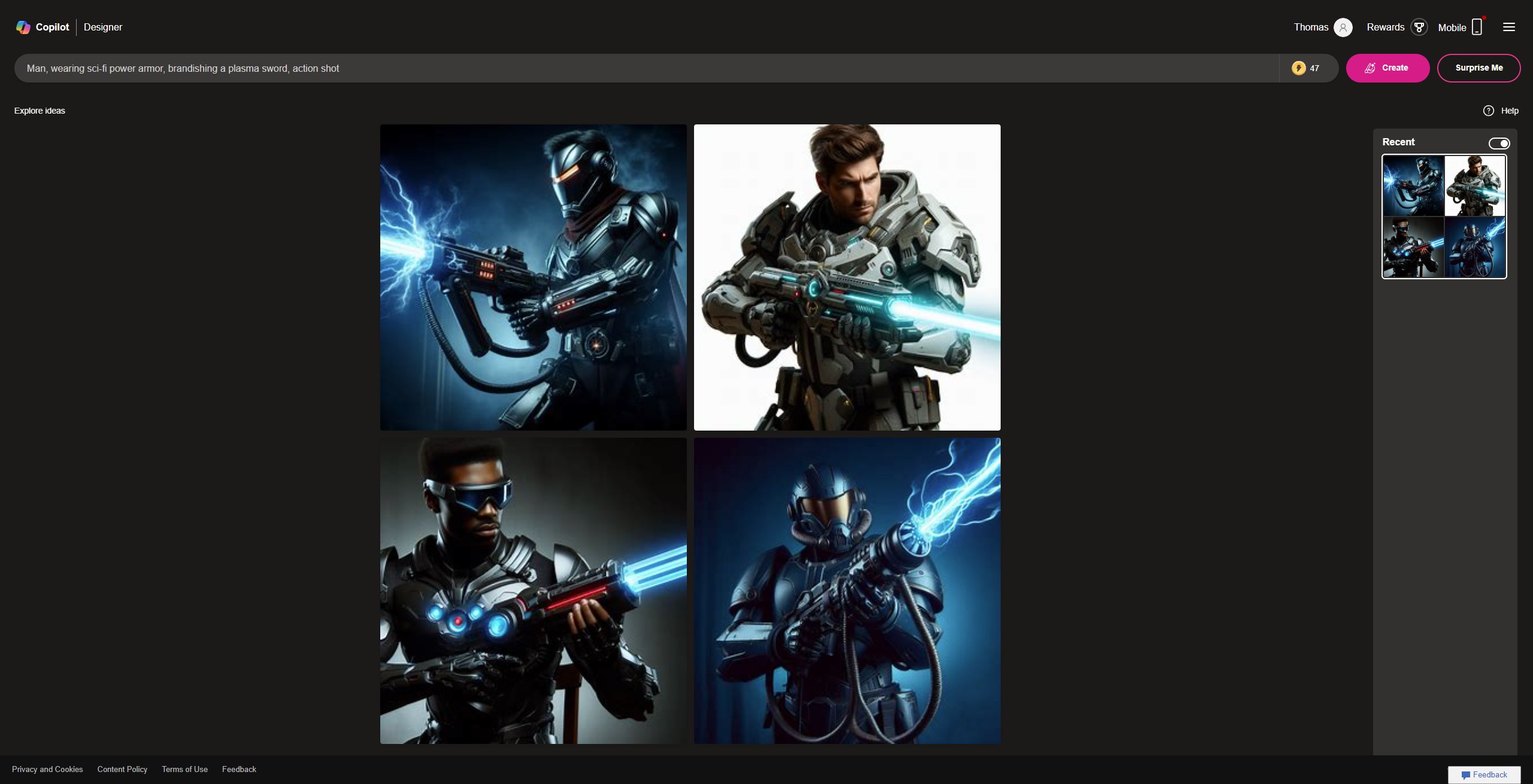 Screenshot of Microsoft's Copilot Designer after generating an image