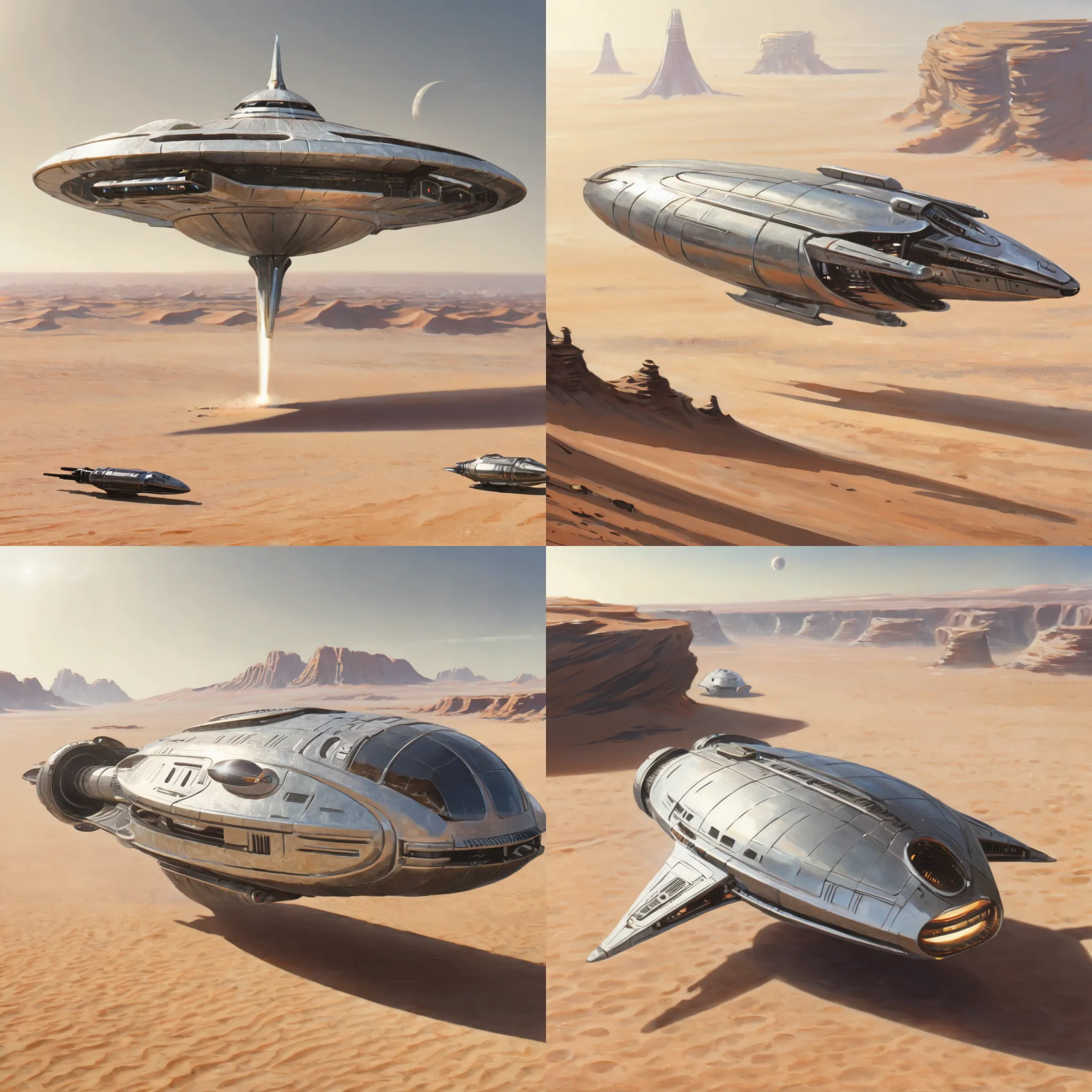 Futuristic, metallic, long, ultra-modern, spaceship, orbiting a desert planet with Ink Drawing LoRA
