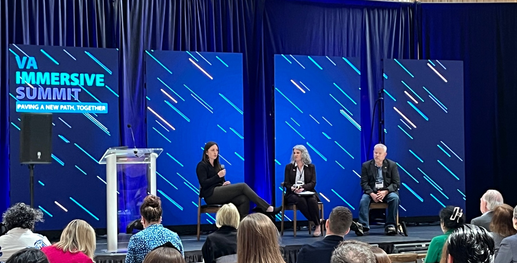 Toby Schonfeld participating in a panel at the VA Immersive Summit