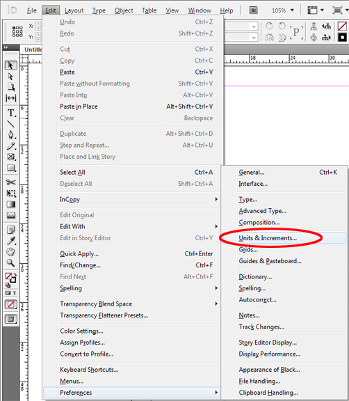 Change Units and Increments in InDesign