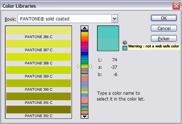 Color Library PMS in Photoshop