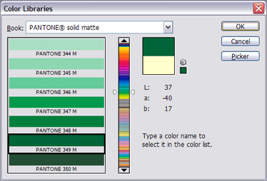 PMS 349 Color Library