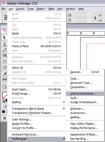 Change Units and Increments in InDesign